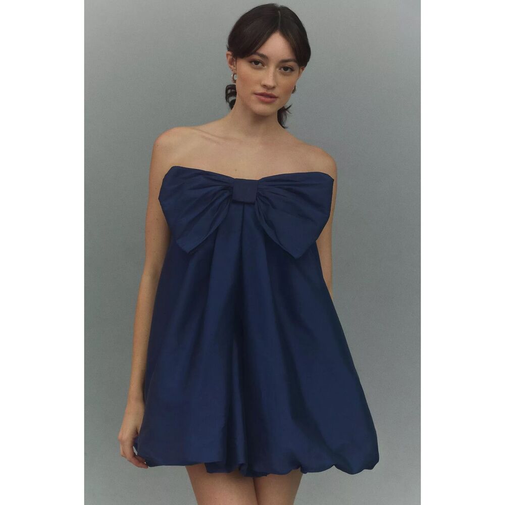Anthro BHLDN Livia Strapless Bow Tent Mini Dress Size M